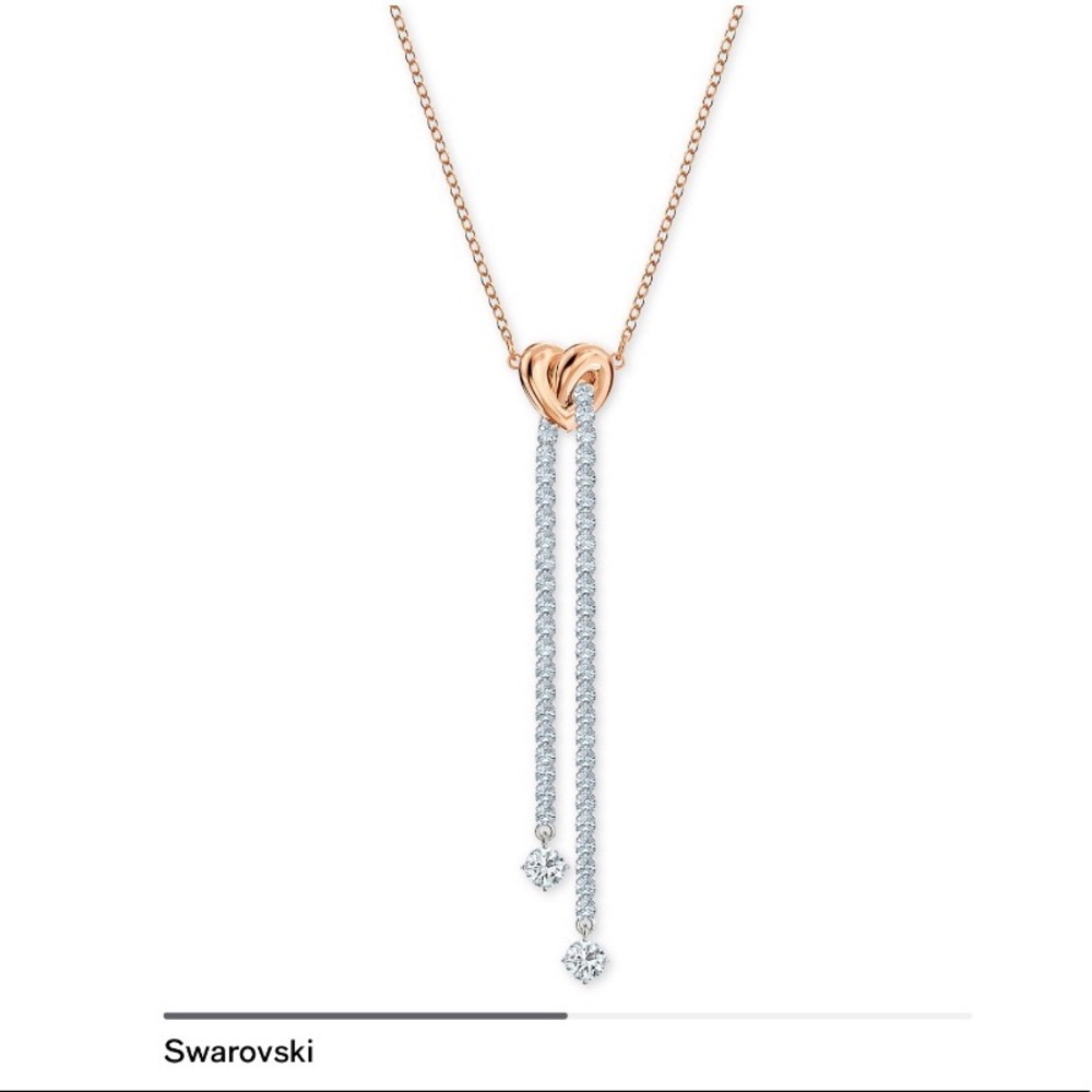Swarovski Two-tone Heart & Knot Crystal Lariat Necklace